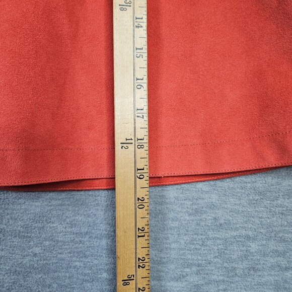 Agnes b skirt Orange Red Mini Artificial Leather Skirt Size 38 Made In Japan - Picture 9 of 9